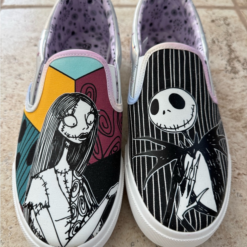 Disney Nightmare Before Christmas Jack and Sally Slip On Shoes